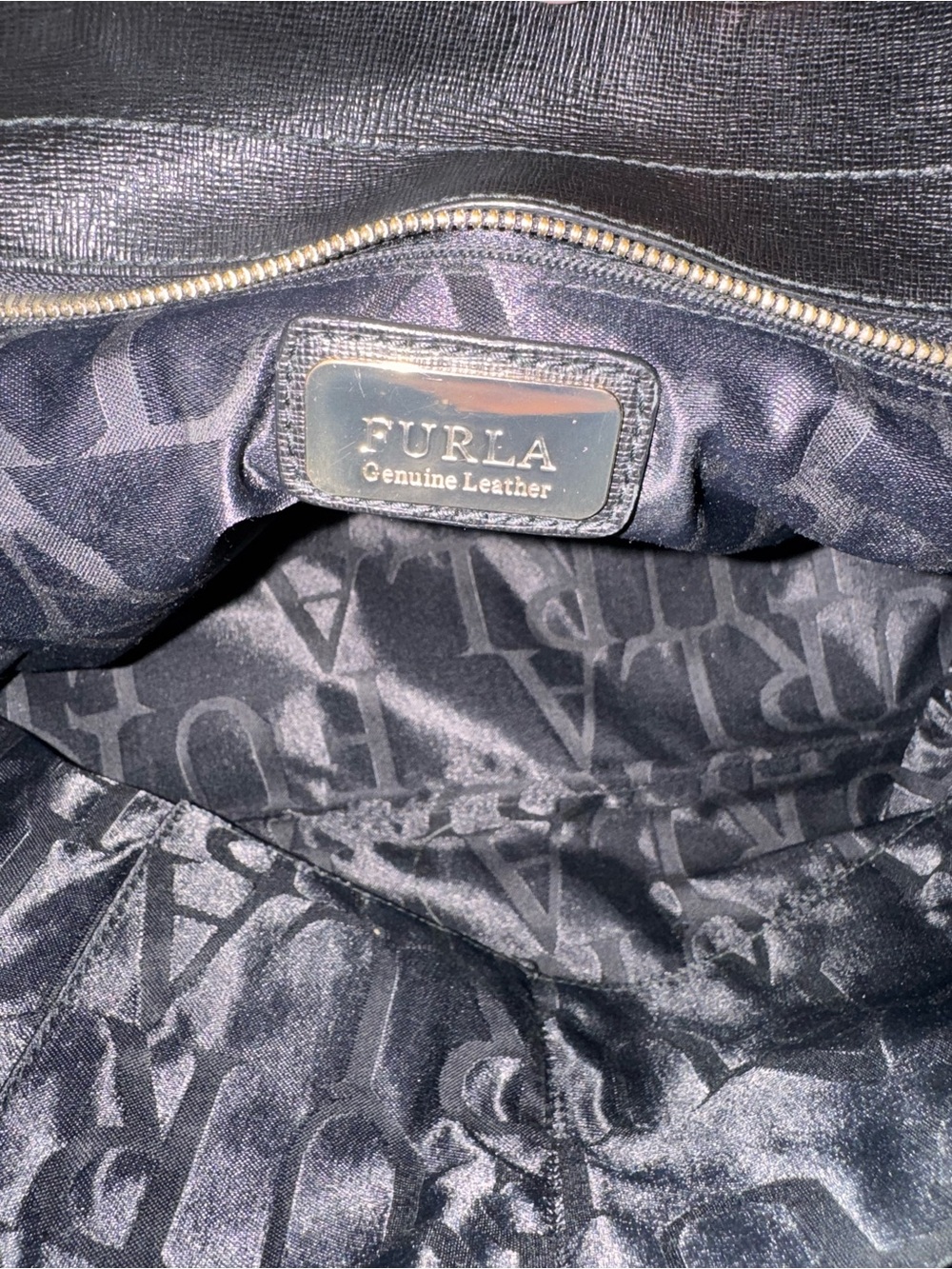 Furla Black Leather Tote with Gold Accent Charm - Picture 5 of 12